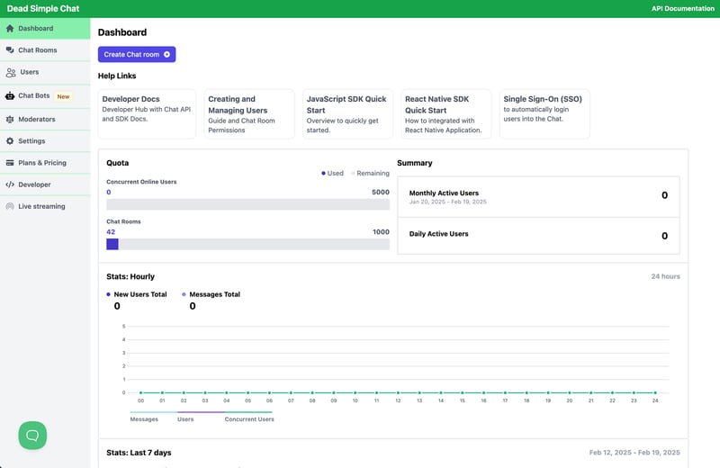 DeadSimpleChat Dashboard