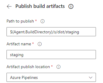 Publish build artifact task fields