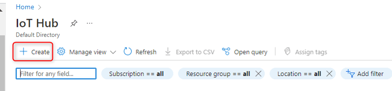 IoT Hub create