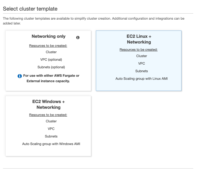 Select cluster template