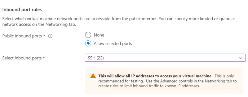 Inbound port rules