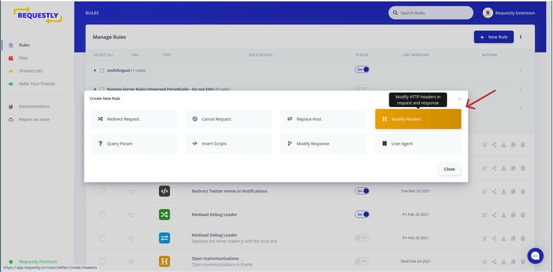 Requestly - Modify Headers