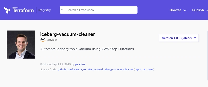 Iceberg Vacuum Cleaner Terraform module on Terraform registry