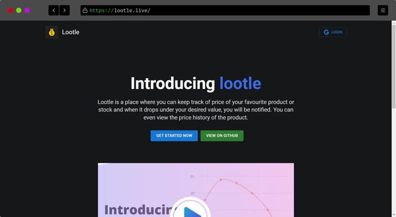 Landing page lootle.live