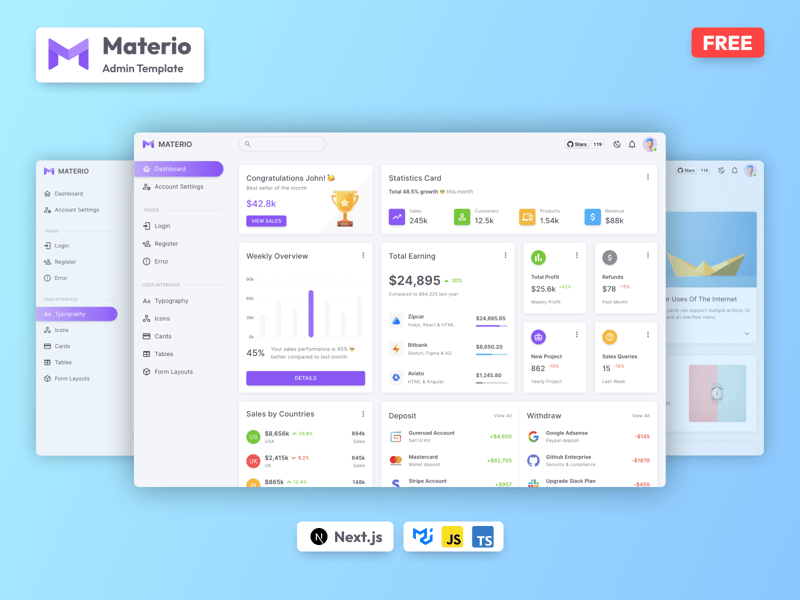 Materio Free MUI React NextJS Admin Template