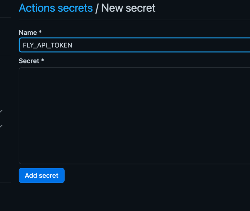 GitHub repo secret input