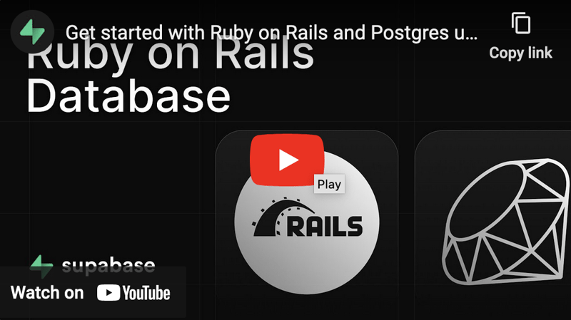 Youtube link to supabase rails how to