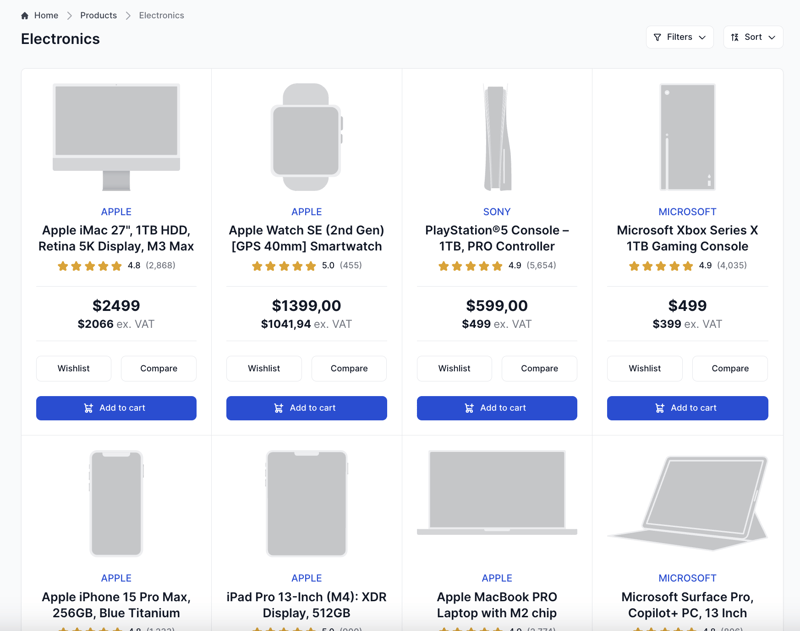 Tailwind CSS Products with grid view