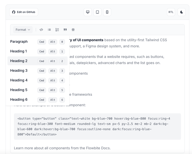 Tailwind CSS WYSIWYHG typography