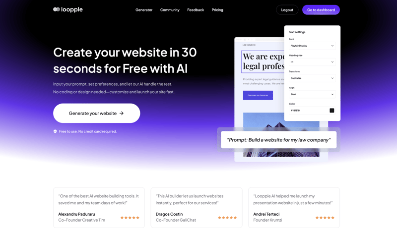 Loopple AI Website Builder