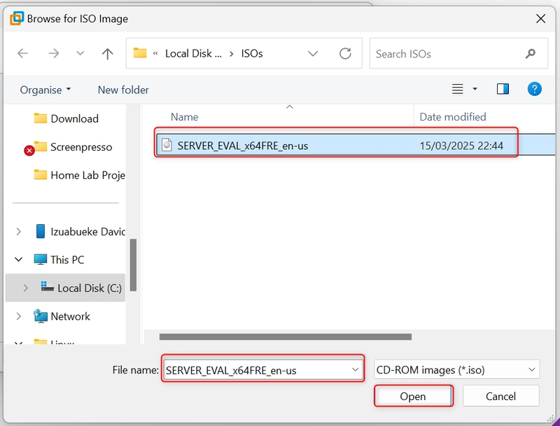 select the file