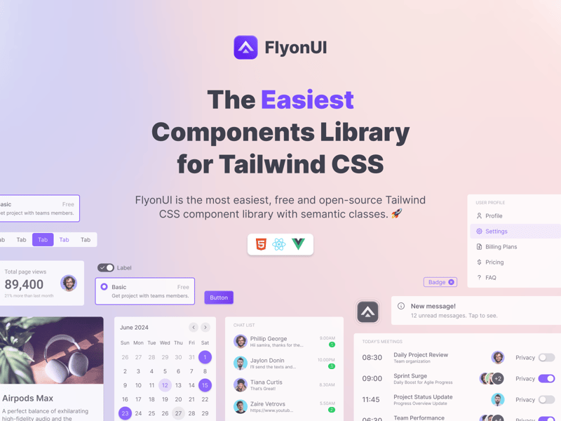 Flyonui Tailwind CSS Components Library