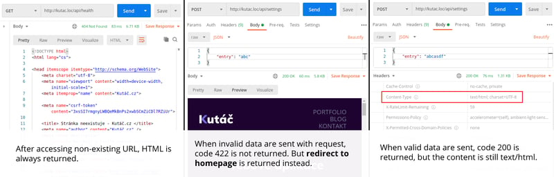 Examples of HTML responses on API routes