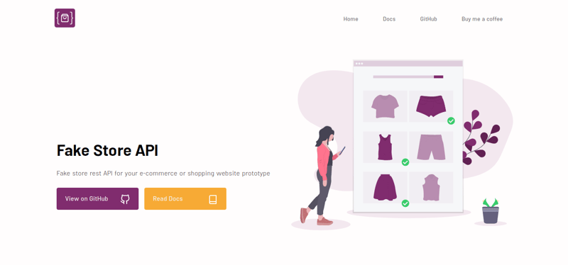 Fake Store API web page image