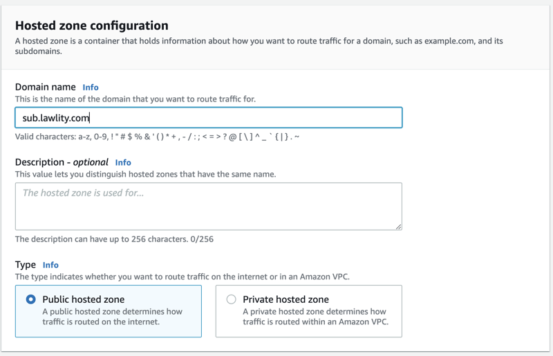 Create public hosted zone