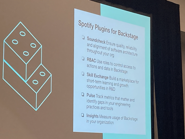 Slide detailing the info on Soundcheck, RBAC, Backstage, Pulse and Insights