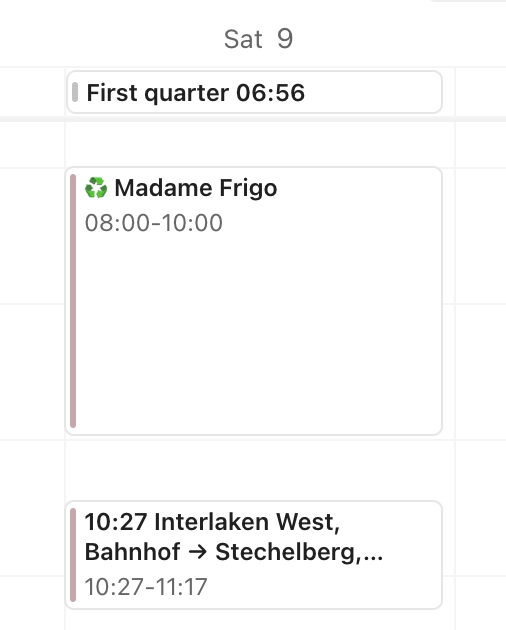 Example of second calendar being shown in Todoist