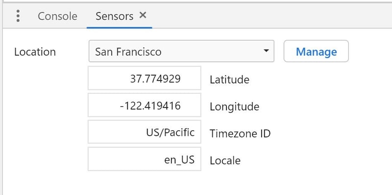 Google Chrome Sensors Geolocation option