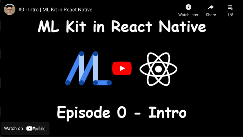 ML Kit in React Native YouTube playlist