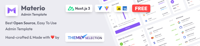 Materio free nuxt admin template