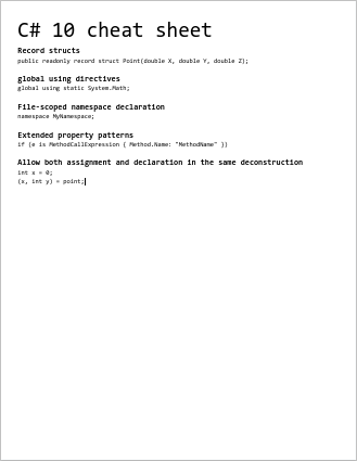 C# 10 cheat sheet