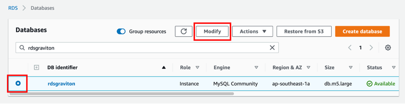 Modify RDS database