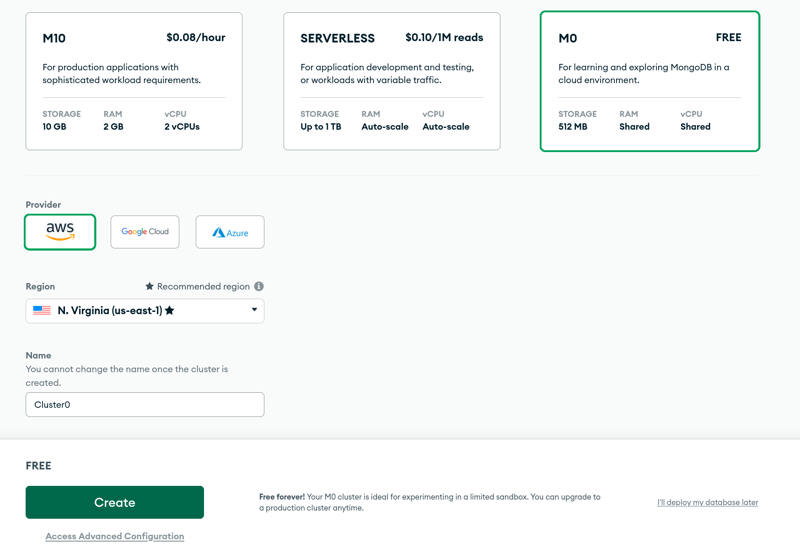 Create Cluster