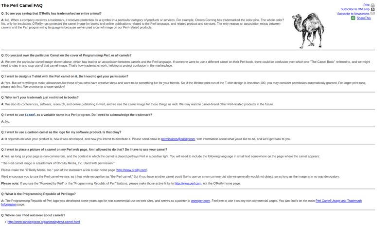 Perl Camel FAQ