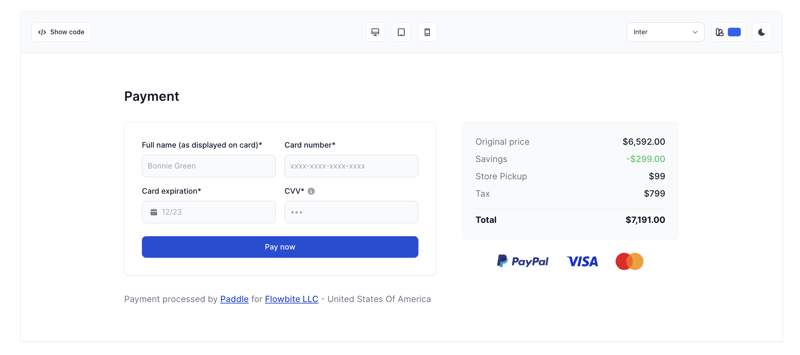 Tailwind CSS Payment Form