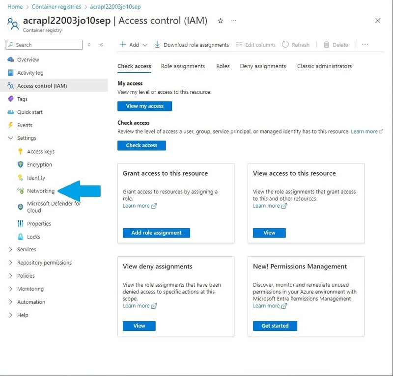 Finding the Networking setting