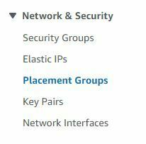 select placement group, EC2 dashboard