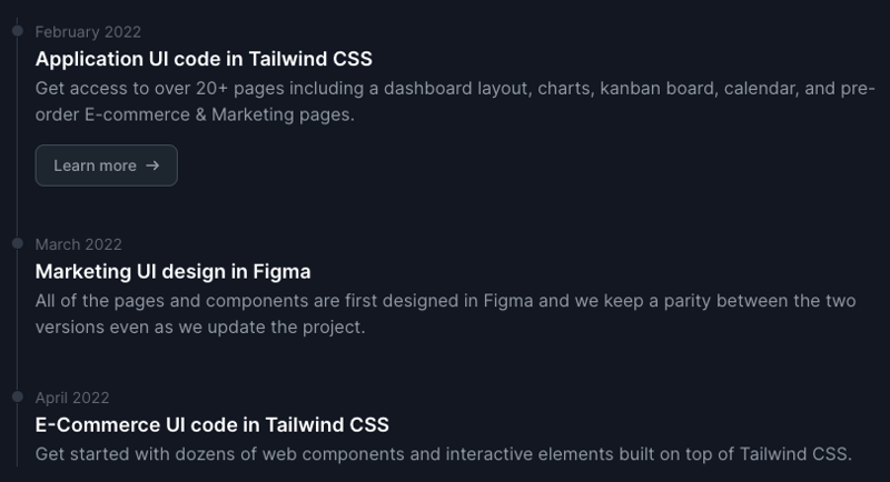 Flowbite timeline component