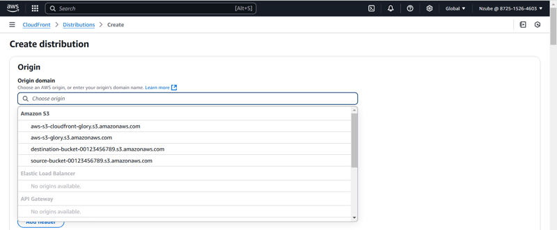 creating CloudFront distribution