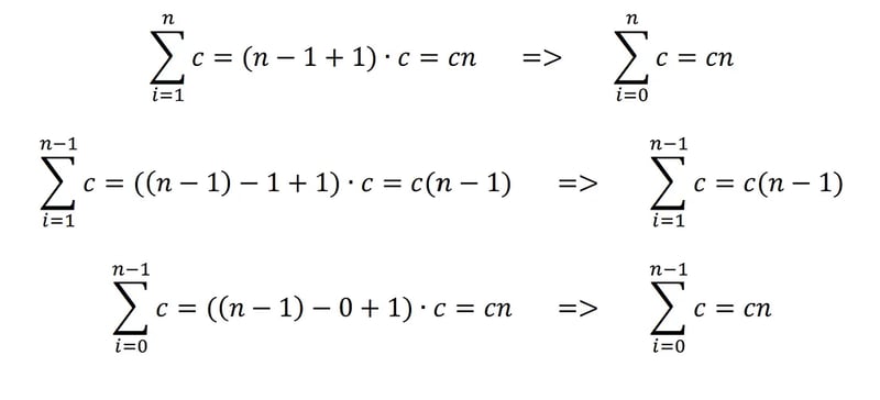 The summation properties of a constant