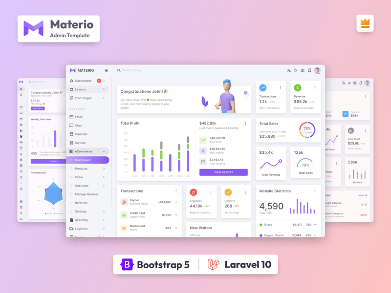 Materio Bootstrap Laravel admin template