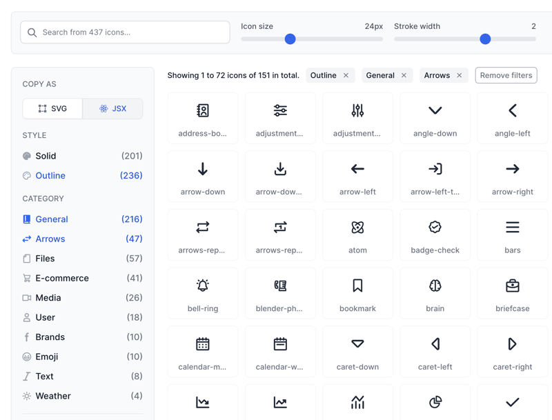 Flowbite Icons Sidebar Filter