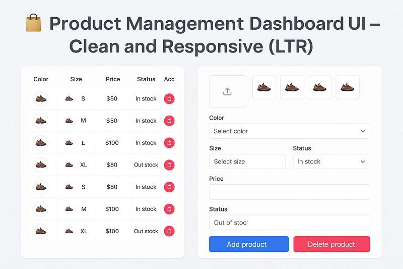 product Management Dashboard UI – Clean and Responsive