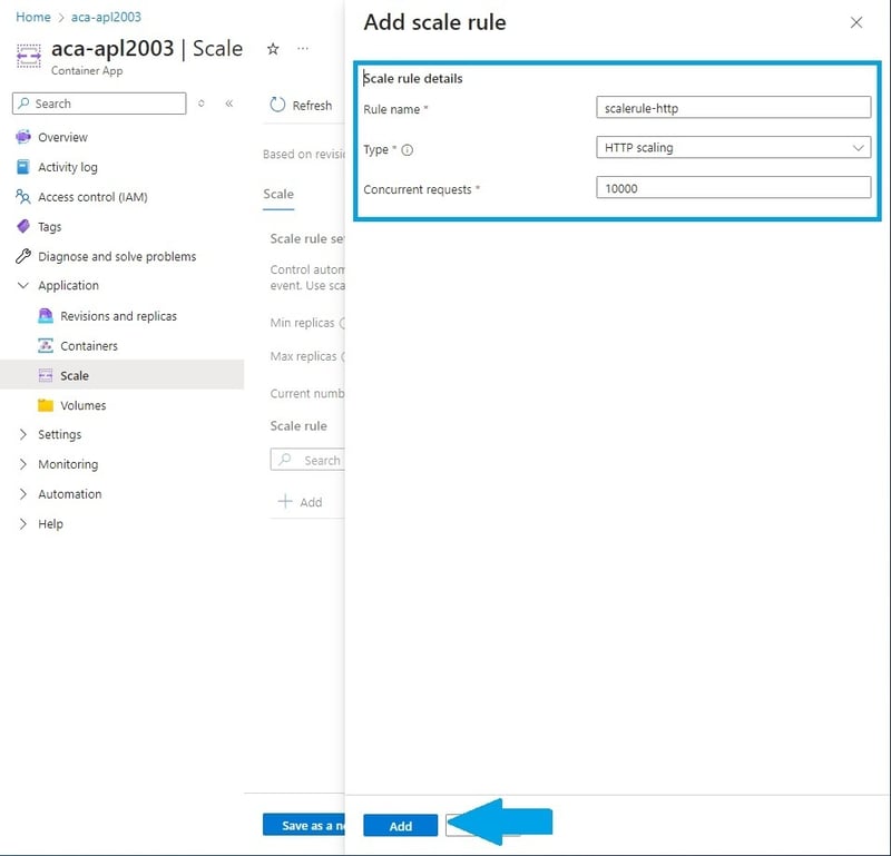 Creating HTTP Scale rule