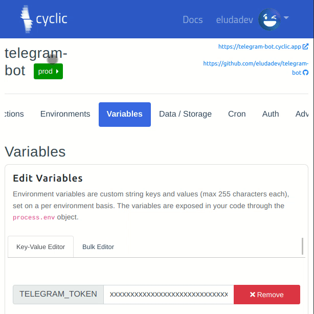 Setting the same environment variables.