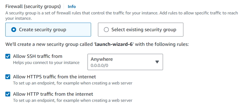 AWS security settings