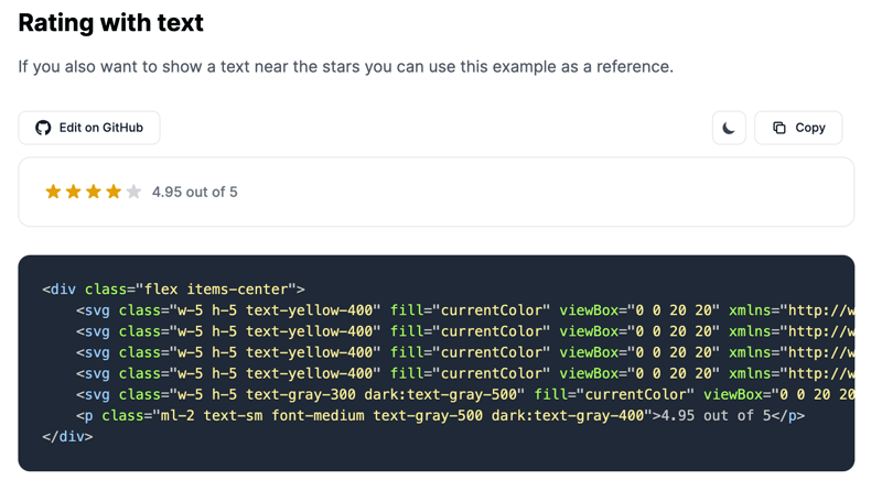 Tailwind CSS Rating with text - Flowbite