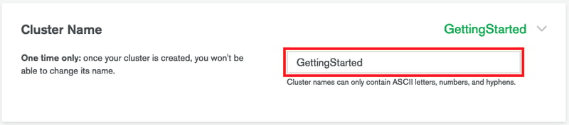 Enter a name for your cluster