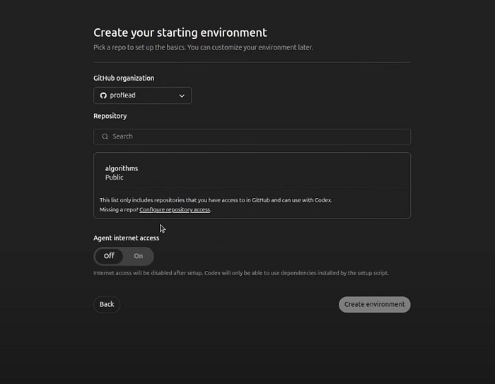 Create environment