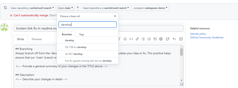 Changing_default_comparing_branch