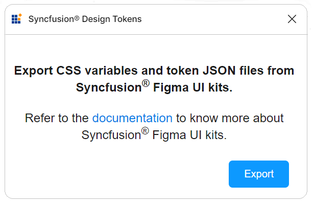 Syncfusion Design Tokens Plugin Popup in Figma