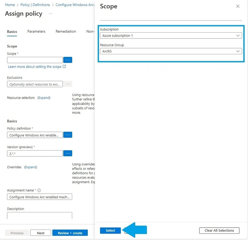 Defining policy scope