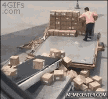 man dropping packages
