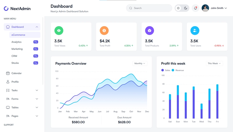 Top 7+ Free Next.js Admin Dashboard Templates - 2025
