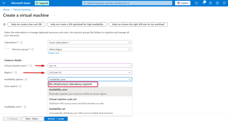 Availability options