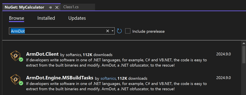 Install ArmDot Nuget packages